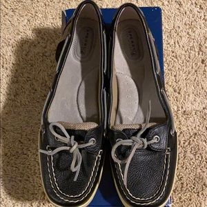 Sperry Angelfish Black Boat Shoes NWB size 11